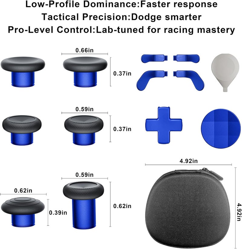 ZAPOLEX 14-in-1 Controller Accessories Kit Compatible with Xbox Elite Series 2, 6 Premium Metal Thumbsticks, Swap Joysticks, 4 Interchangeable Paddles, 2 D-Pads, 1 Tool & 1 Storage Bag (Blue) - Image 5